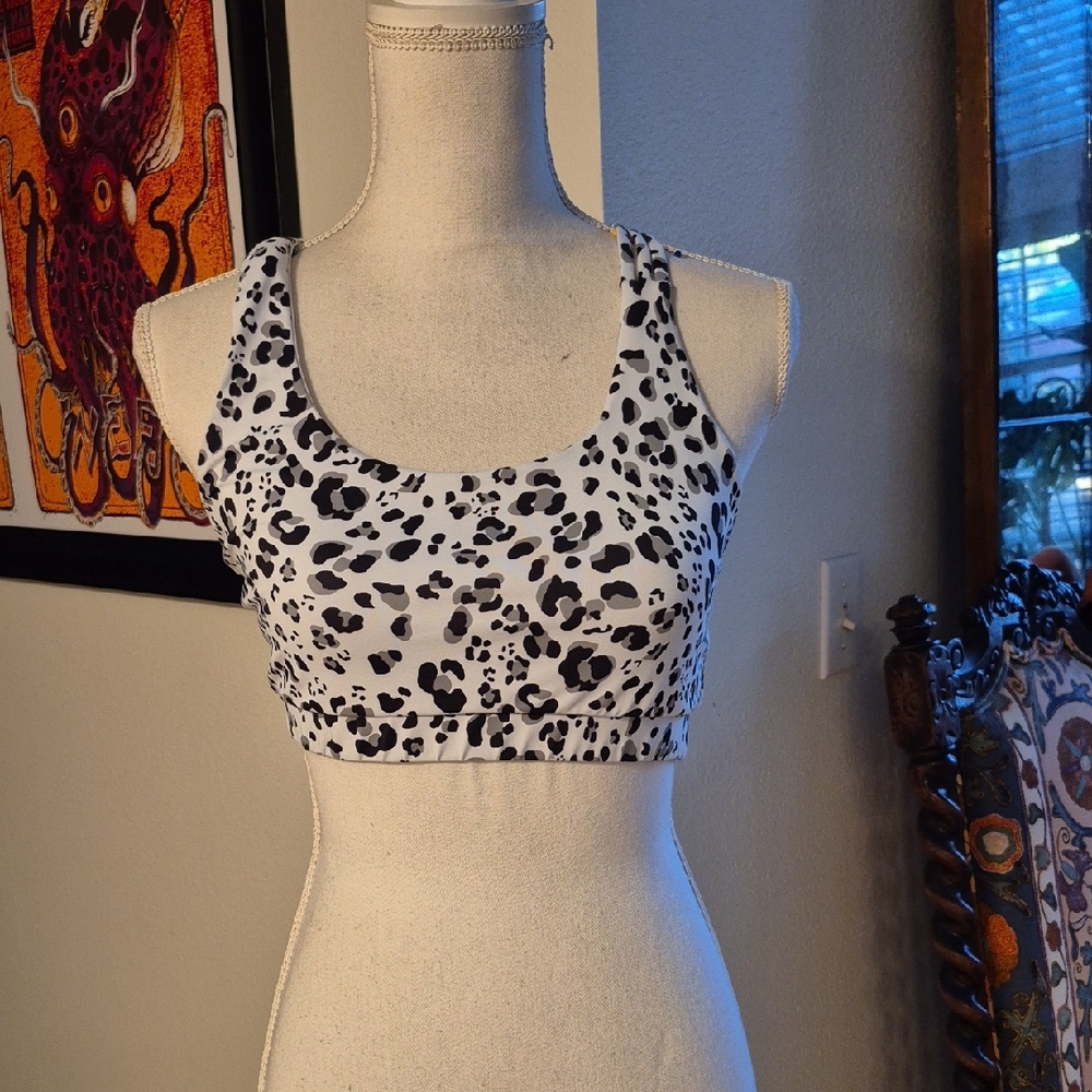 Shein Black & White Animal Print Sports Bra